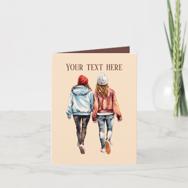 Cartão Meninas bonitas Irmãs ou Amigos (Frente)