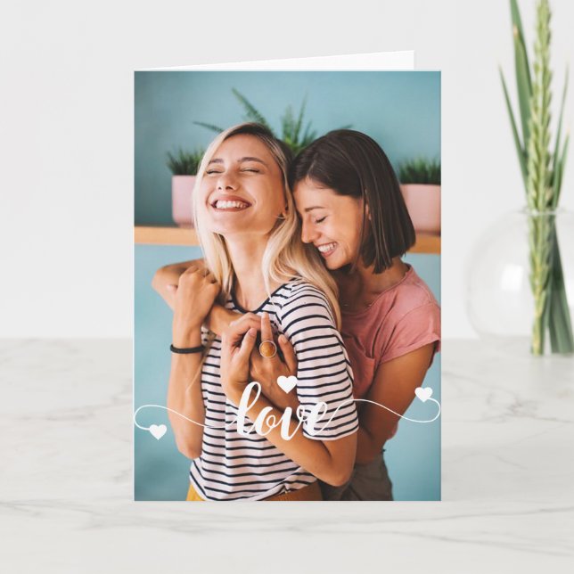 Cartão Meninas Branco Amor Roteiro Com Coração Dia dos Na (Frente)