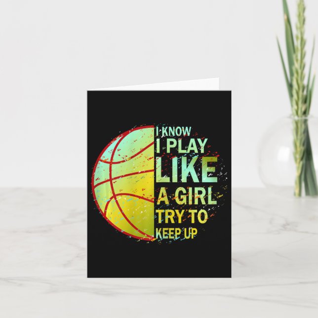 Cartão Meninas Bysketbyll Eu Sei Que Eu Toco Como Uma Gar (Frente)