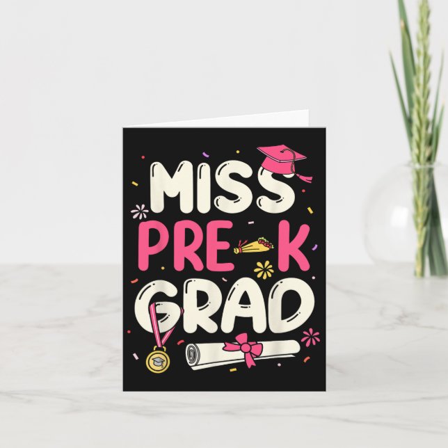 Cartão Meninas de Graduação Pré-Escolar de Miss Prek Form (Frente)