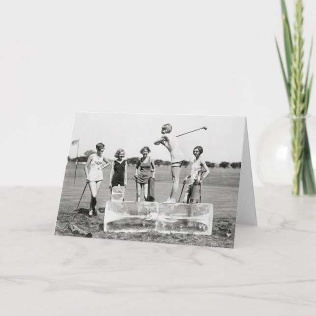 Cartão Meninas do Flapper que jogam Golfe, 1926 (Frente)