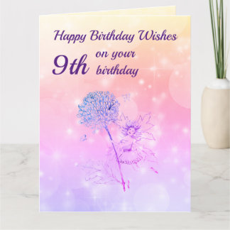 Cartão Meninas Feliz 9.º Aniversário Saudação