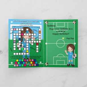 Cartão Meninas Futebol Mensagem Secreta Feliz Aniversário