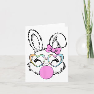 Cartão Meninas Mulheres Coelho Bunny Face Rosa Coquette L
