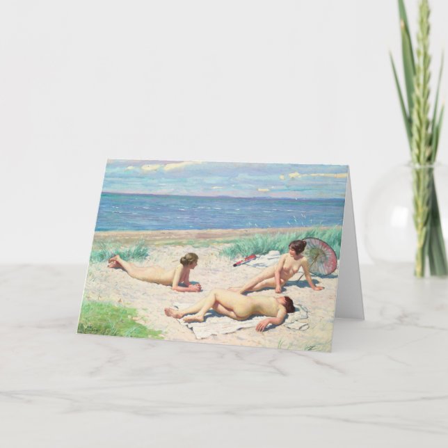 Cartão Meninas na praia | Paul Fischer (Frente)