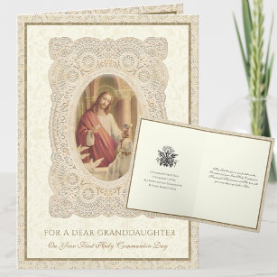Cartão Meninas Primeira Santa Comunhão Jesus Orador