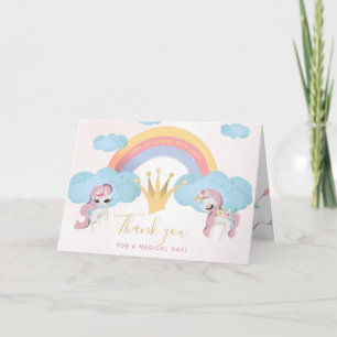 Cartão Meninas unicórnio pastel aniversário foto obrigado