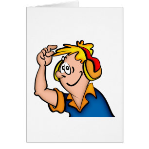 Cartão Menino com fone de ouvido