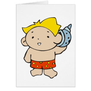 Cartão Menino com Seashell