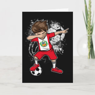 Cartão Menino Dabbing Camisa de Futebol Peru Jersey Perua