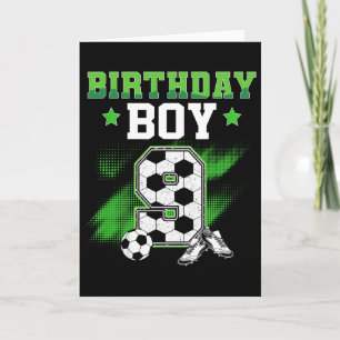 Cartão Menino de 9 anos fazendo aniversário Futebol Menin