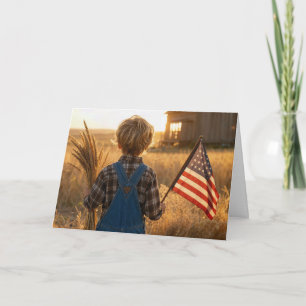 Cartão Menino de Aniversário com Bandeira Americana e Fei