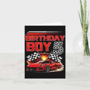 Cartão Menino de aniversário de 5 anos carro de corrida 5