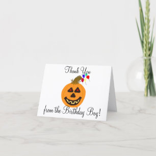 Cartão Menino de Aniversário no Halloween Agradecido Balõ