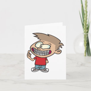 Cartão Menino de desenho animado engraçado com sorriso de