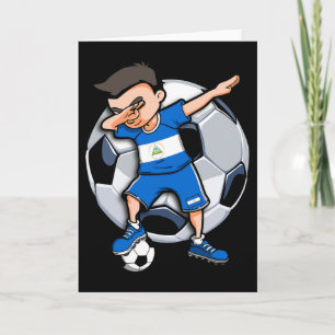 Cartão Menino de Futebol Dabbing Nicarágua Adeptos de Fut
