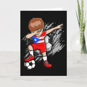 Cartão Menino de Futebol Dabbing Porto Rico Fãs Jersey Po