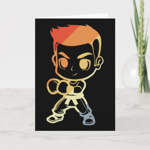 Cartão Menino de Kickboxing Desenho Olhar Kickboxer Carat
