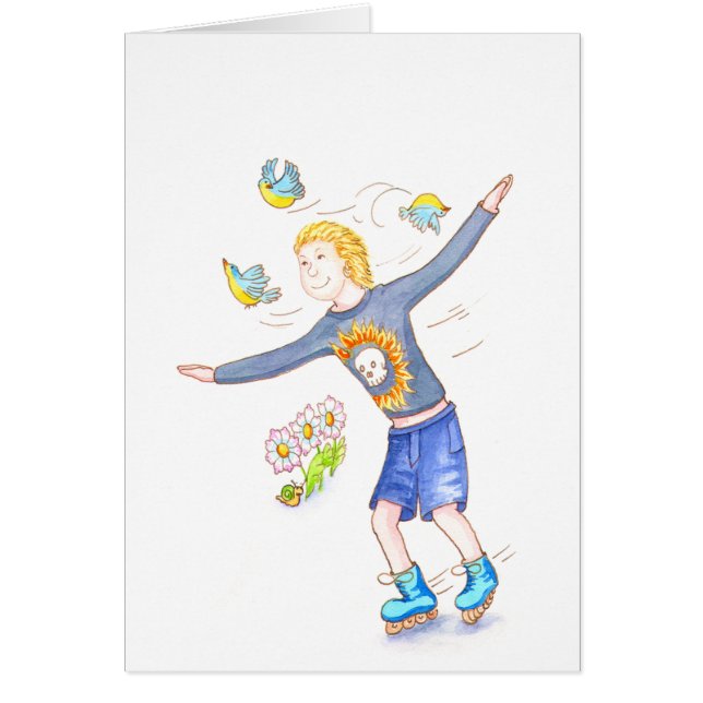 Cartão Menino do patinador (Frente)