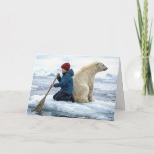 Cartão Menino Grato no Resgate de um Urso Polar no Gelo
