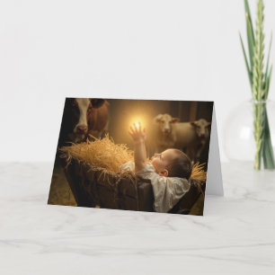 Cartão Menino Jesus no Presépio no Natal