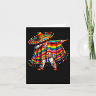 Cartão menino mexicano fazendo dab com poncho cinco de ma