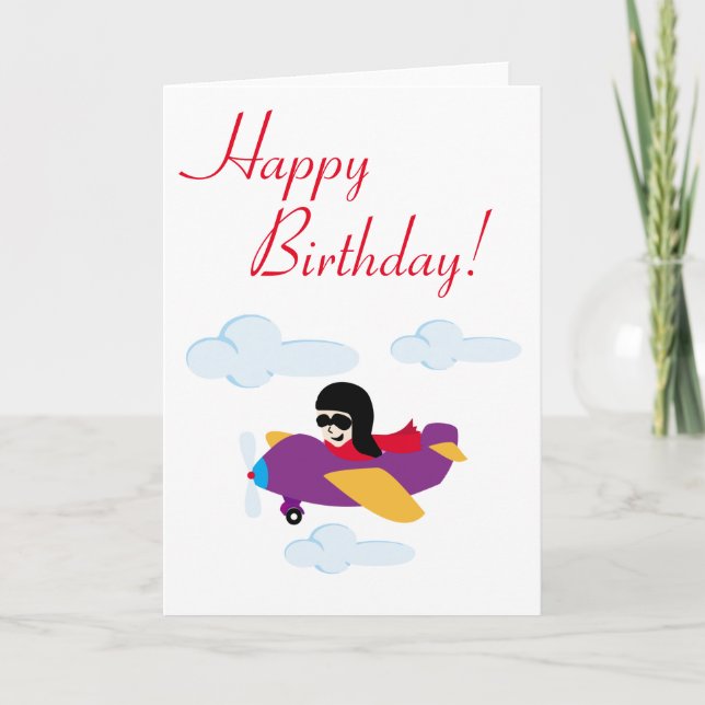 Cartão Menino voando de avião (Frente)