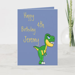 Cartão Meninos Azuis Dinossauros Cute Idade Aniversário