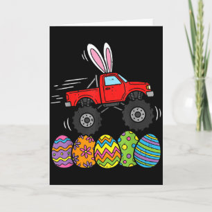 Cartão Meninos Caminhão Monstro de Páscoa Feliz Dia de Pá