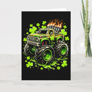 Cartão Meninos Caminhão Verde Monstro Shamrock St Patrick