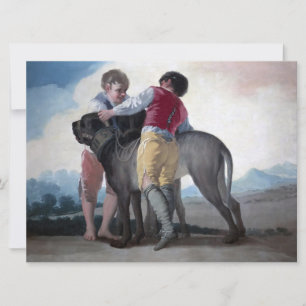 Cartão Meninos com um Cachorro Mastiff