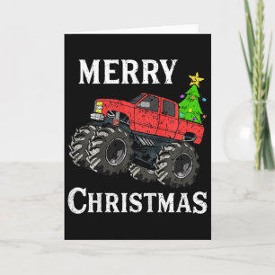 Cartão Meninos Crianças Natal Caminhão Monstro Crianças F