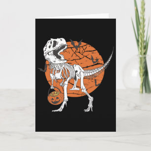 Cartão Meninos de Halloween Dinossauro Esqueleto T Rex Ab