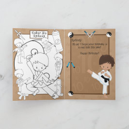 Cartão Meninos Étnicos Página de Coloração de Karate Feli