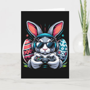 Cartão Meninos Feliz Dia de Páscoa Coelho Ovo Vídeo Game 