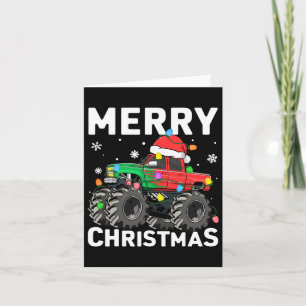 Cartão Meninos Feliz Monstro de Natal Truck Santa Hat Tod