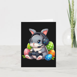 Cartão Meninos Feliz Páscoa Coelho Ovo Video Game Criança