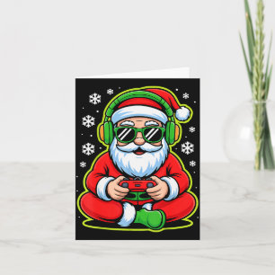 Cartão Meninos Gamer de Natal Crianças Papai Noel Jogam V