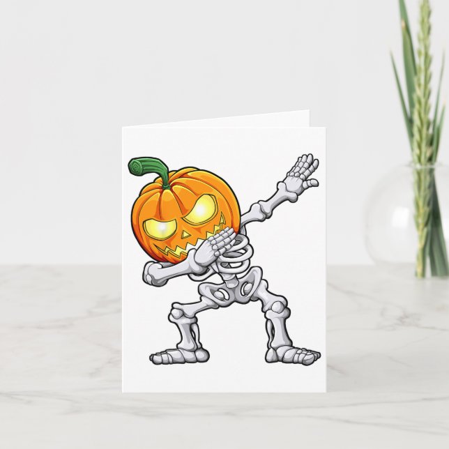 Cartão Meninos Halloween Dabbing Skeleton Assustador Jack (Frente)