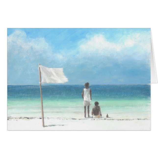 Cartão Meninos na praia Kenya (Frente Horizontal)