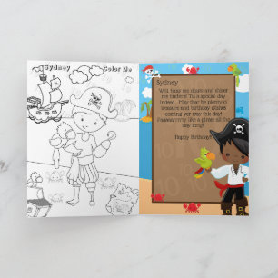 Cartão Meninos Negros Piram Capitão Colorem-me Feliz Aniv