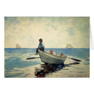 Cartão Meninos no mar em um Dory