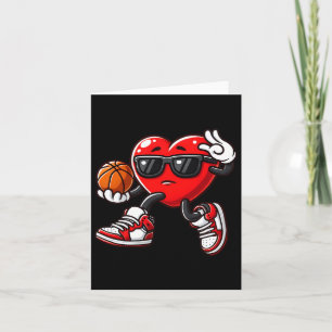 Cartão Meninos Toddler Cute Heart Jogando Basquete Valent