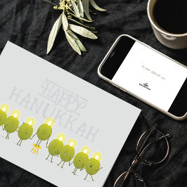 Cartão Menorá de Azeitonas do Hanukkah | Logotipo Corpora