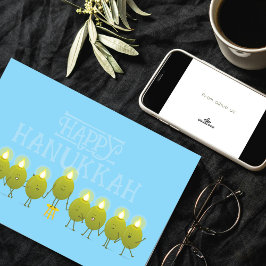 Cartão Menorá de Azeitonas do Hanukkah | Logotipo Corpora
