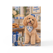 Menorá de Cachorro Poodle Dourado Judaica Hanukkah