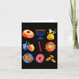 Cartão Menorá Hanukkah Latke Dreidel Donut Chanukah Judai