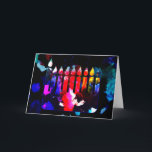 Cartão Menorá Milagrosa<br><div class="desc">Luzes misteriosas e cor milagrosa nas sombras mais profundas do crepúsculo—este é o momento de Hanukkah! Compartilhe seus votos de festa com este cartão dramático e encantador.</div>