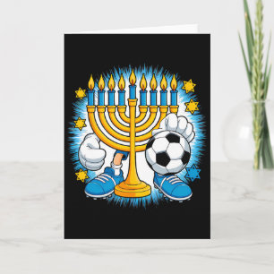 Cartão Menorá Retro Jogando Futebol Feliz Hanukkah Pjs Bo