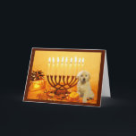 Cartão Menorah5 de Chanukah do golden retriever<br><div class="desc">Recordar a família e os amigos durante a estação de Chanukah é uma maneira maravilhosa de permanecer em contacto com as pessoas que você ama e se importa aproximadamente. Eu criei estes cartões de Chanukah do cão com amor e o cuidado e eu somos certos que qualquer um que ama...</div>